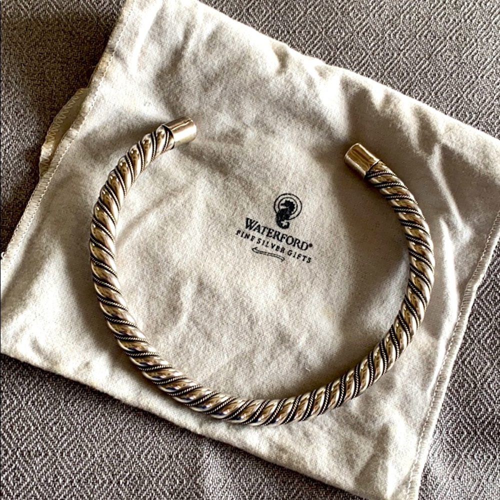 Real Silver Braided Cuff Necklace